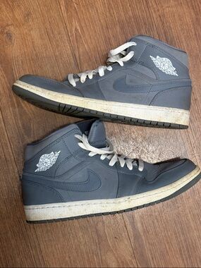 Jordan Men’s Mid-Top Cool Gray Sneakers in Slate Gray and White